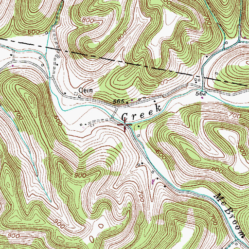Topographic Map of McBroom Branch, TN