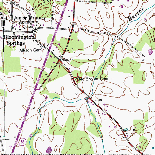 Topographic Map of McBroom Cemetery, TN