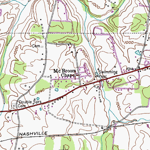Topographic Map of McBroom Chapel, TN