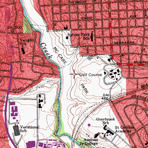 Topographic Map of McCabe Park, TN
