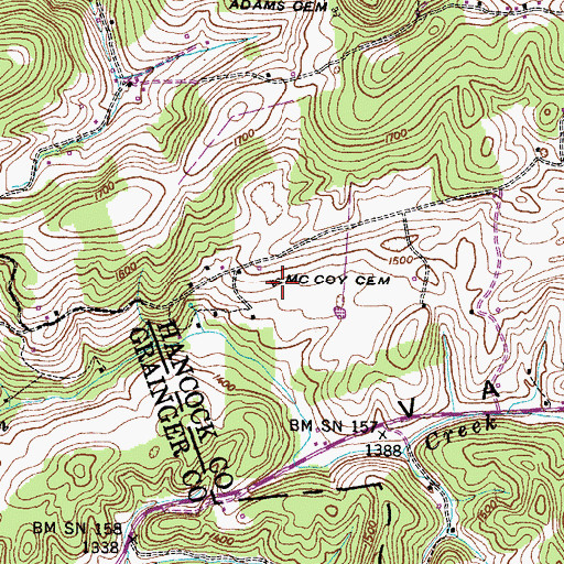 Topographic Map of McCoy Cemetery, TN