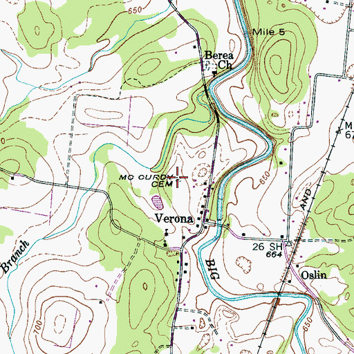 Topographic Map of McCurdy Cemetery, TN