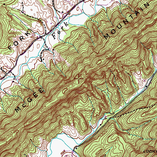 Topographic Map of McGee Mountain, TN