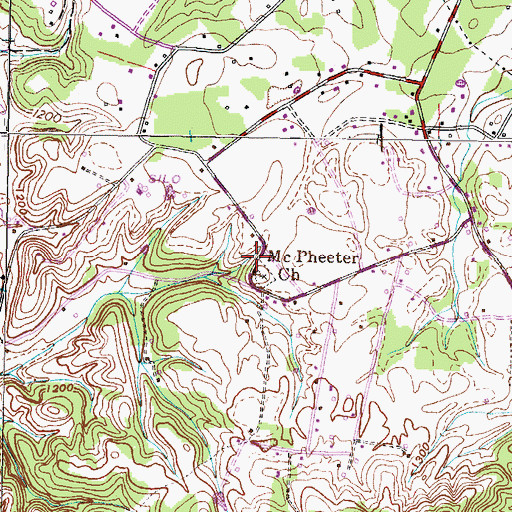 Topographic Map of McPheeter Church, TN