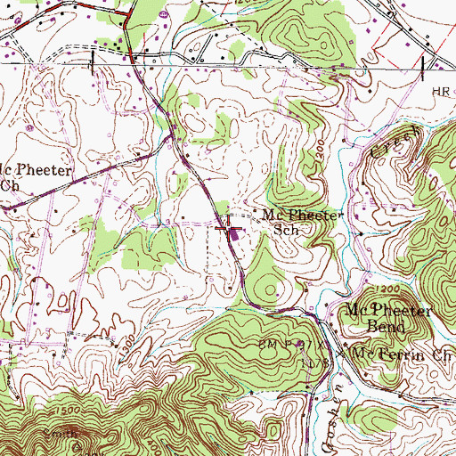 Topographic Map of McPheeters Bend Elementary School, TN