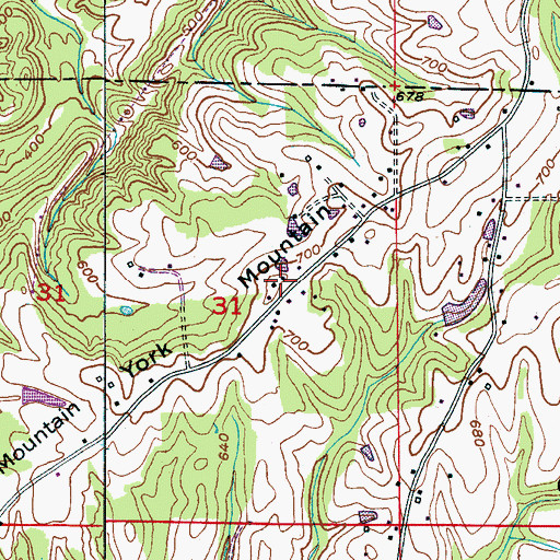 Topographic Map of York Mountain, AL