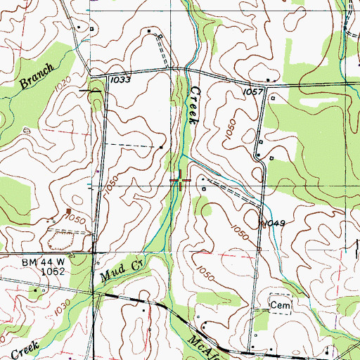 Topographic Map of McAfee Branch, TN