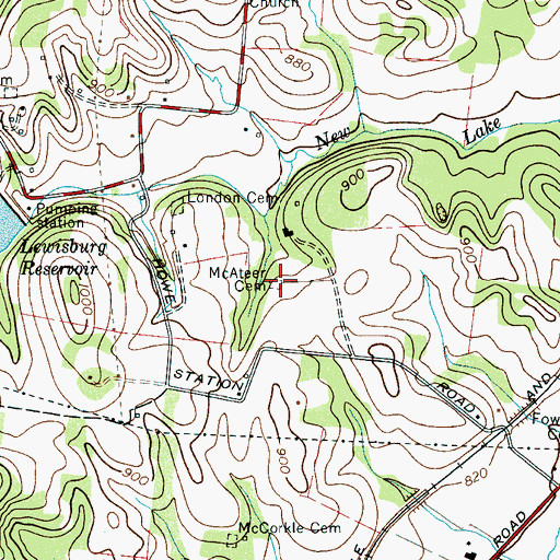 Topographic Map of McAteer Cemetery, TN