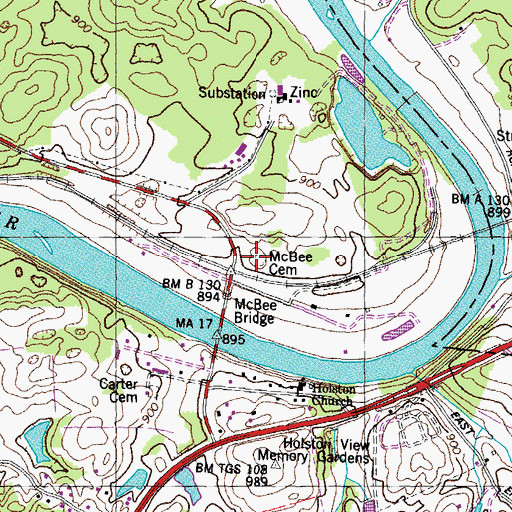 Topographic Map of McBee Cemetery, TN