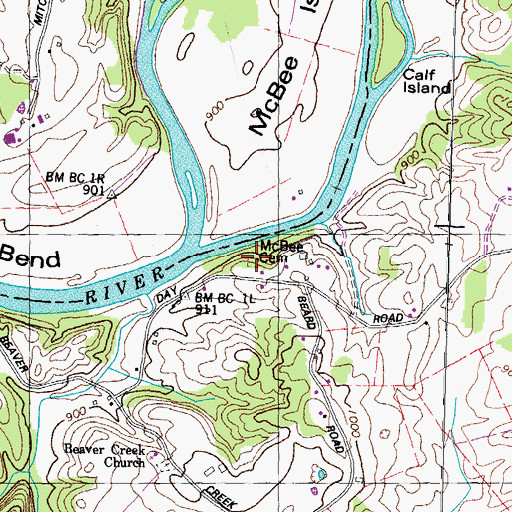 Topographic Map of McBee Cemetery, TN