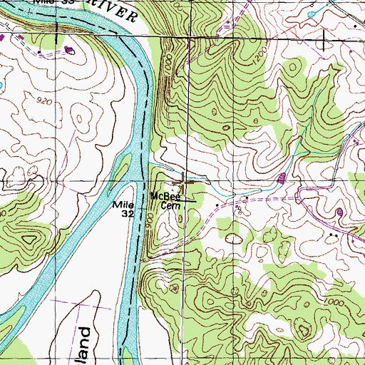 Topographic Map of McBee Cemetery, TN