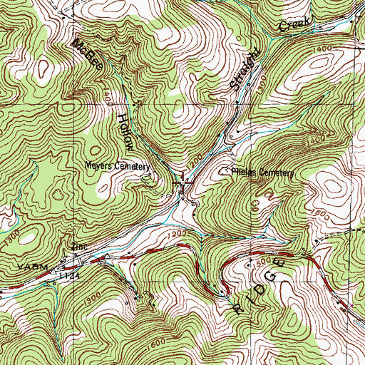 Topographic Map of McBee Hollow, TN