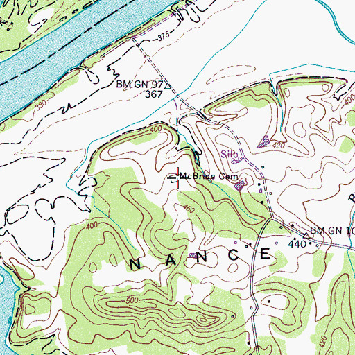 Topographic Map of McBride Cemetery, TN