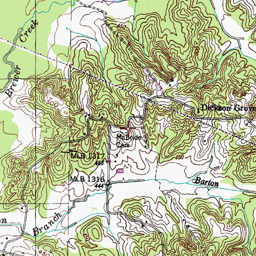 Topographic Map of McBride Cemetery, TN