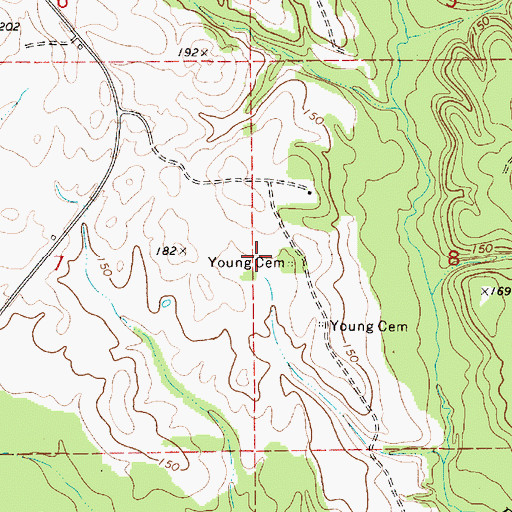 Topographic Map of Young Cemetery, AL