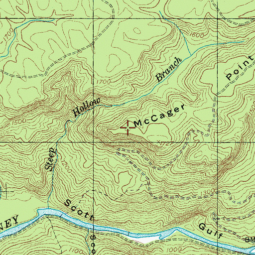Topographic Map of McCager Point, TN