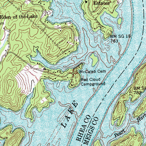 Topographic Map of McCaleb Cemetery, TN