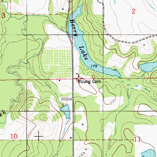 Topographic Map of Young Cemetery, AL