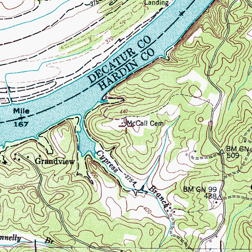 Topographic Map of McCall Cemetery, TN