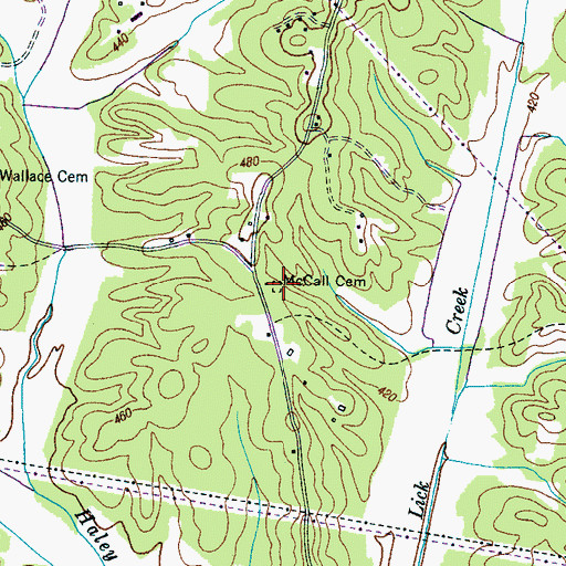 Topographic Map of McCall Cemetery, TN