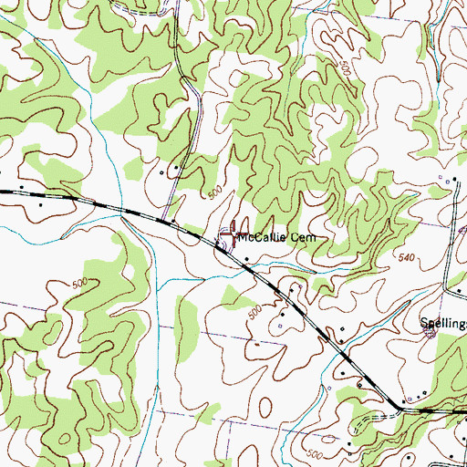 Topographic Map of McCallie Cemetery, TN