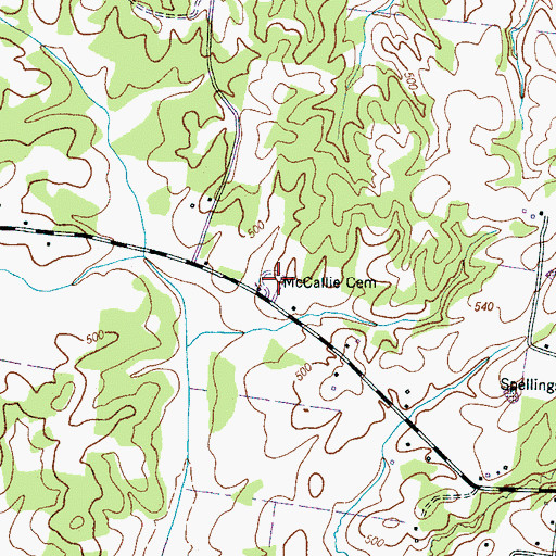 Topographic Map of McCallie Cemetery, TN