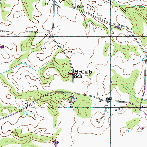 Topographic Map of McCalls School, TN