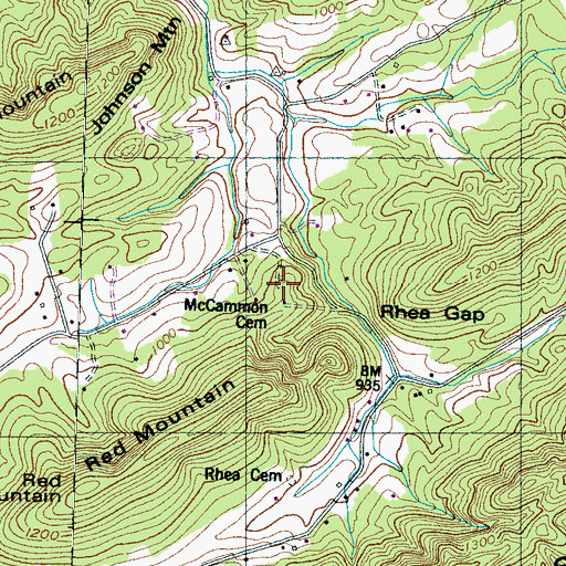 Topographic Map of McCammon Cemetery, TN