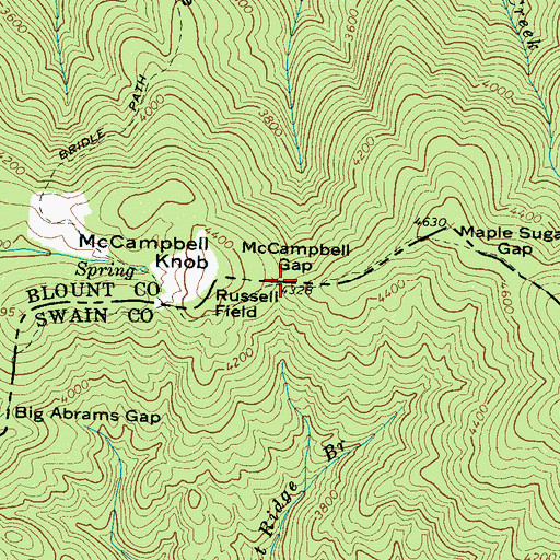 Topographic Map of McCampbell Gap, TN