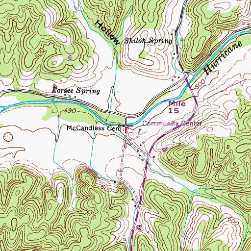 Topographic Map of McCandless Cemetery, TN