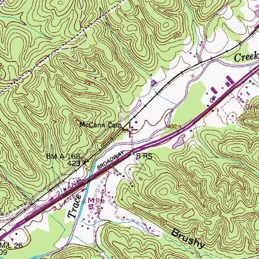 Topographic Map of McCann Cemetery, TN