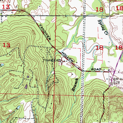 Topographic Map of Young Cemetery, AL