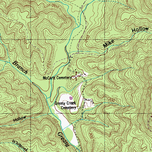 Topographic Map of McCartt Cemetery, TN