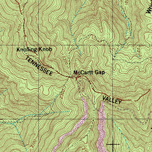 Topographic Map of McCartt Gap, TN