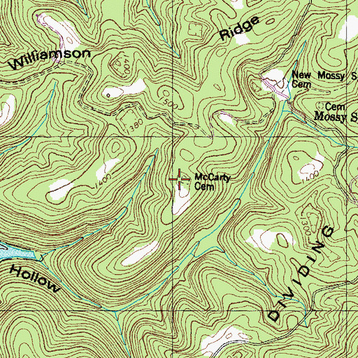 Topographic Map of McCarty Cemetery, TN