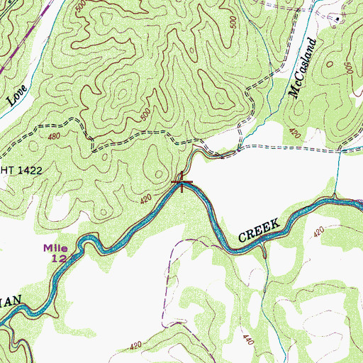 Topographic Map of McCasland Branch, TN