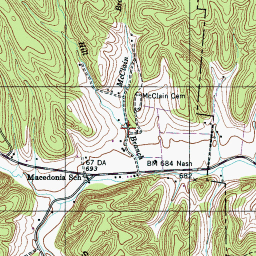 Topographic Map of McClain Branch, TN
