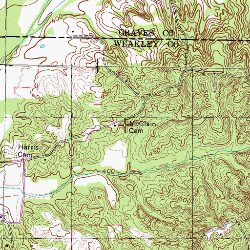 Topographic Map of McClain Cemetery, TN