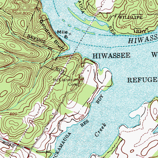 Topographic Map of McClanahan Cemetery, TN