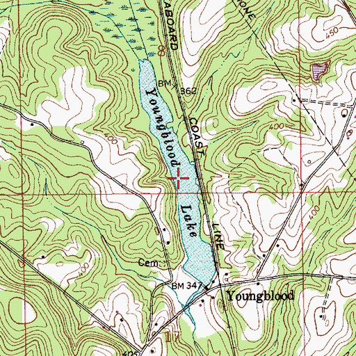 Topographic Map of Youngblood Lake, AL