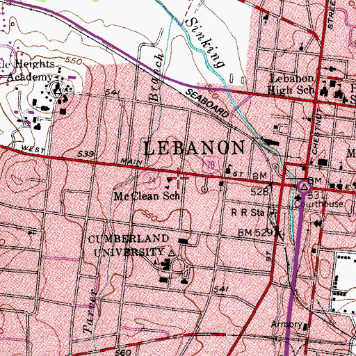 Topographic Map of McClean School, TN