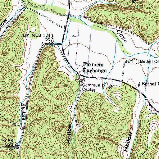Topographic Map of McClearen Hollow, TN