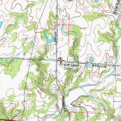 Topographic Map of McClellan Cemetery, TN