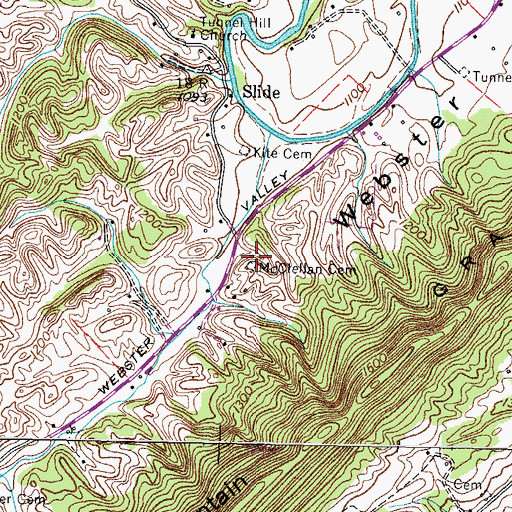 Topographic Map of McClellan Cemetery, TN