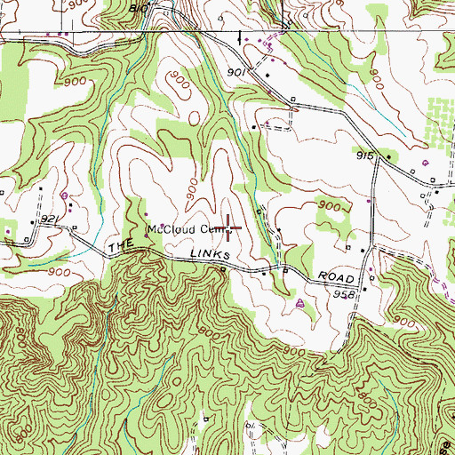 Topographic Map of McCloud Cemetery, TN