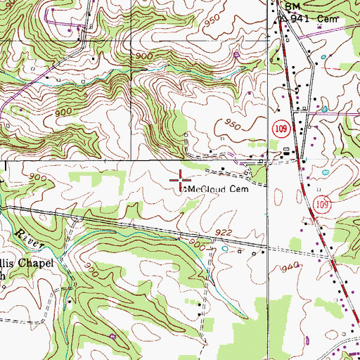 Topographic Map of McCloud Cemetery, TN