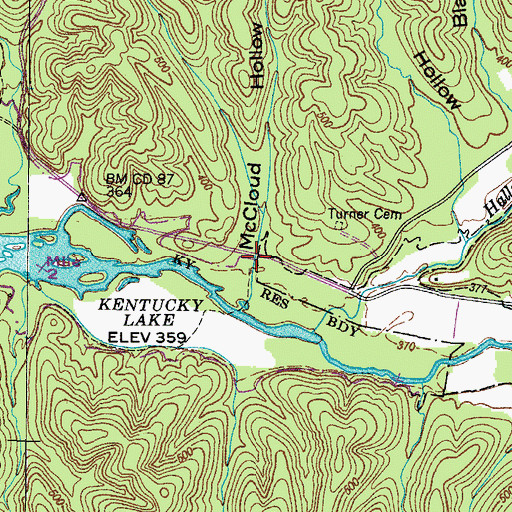 Topographic Map of McCloud Hollow, TN