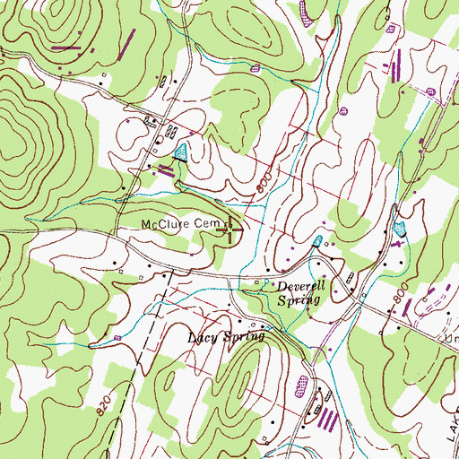 Topographic Map of McClure Cemetery, TN
