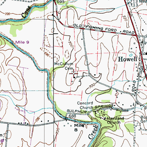 Topographic Map of McCollum Cemetery, TN