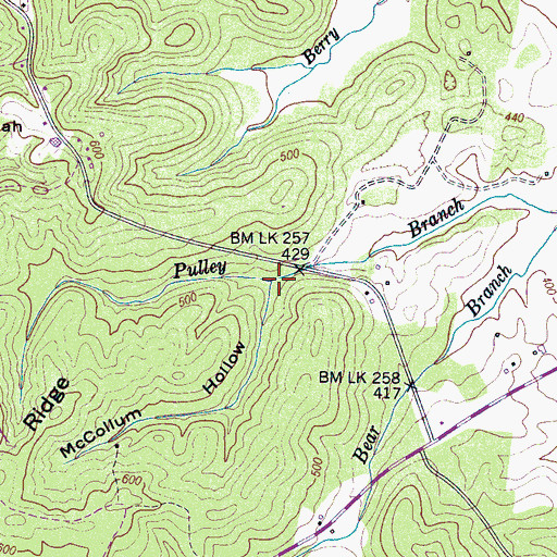 Topographic Map of McCollum Hollow, TN